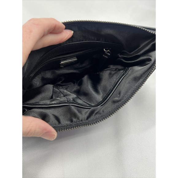 Cache Black Purse Clutch D For Shoulder Strap Zipper rhinestone chain embellish - Picture 9 of 12